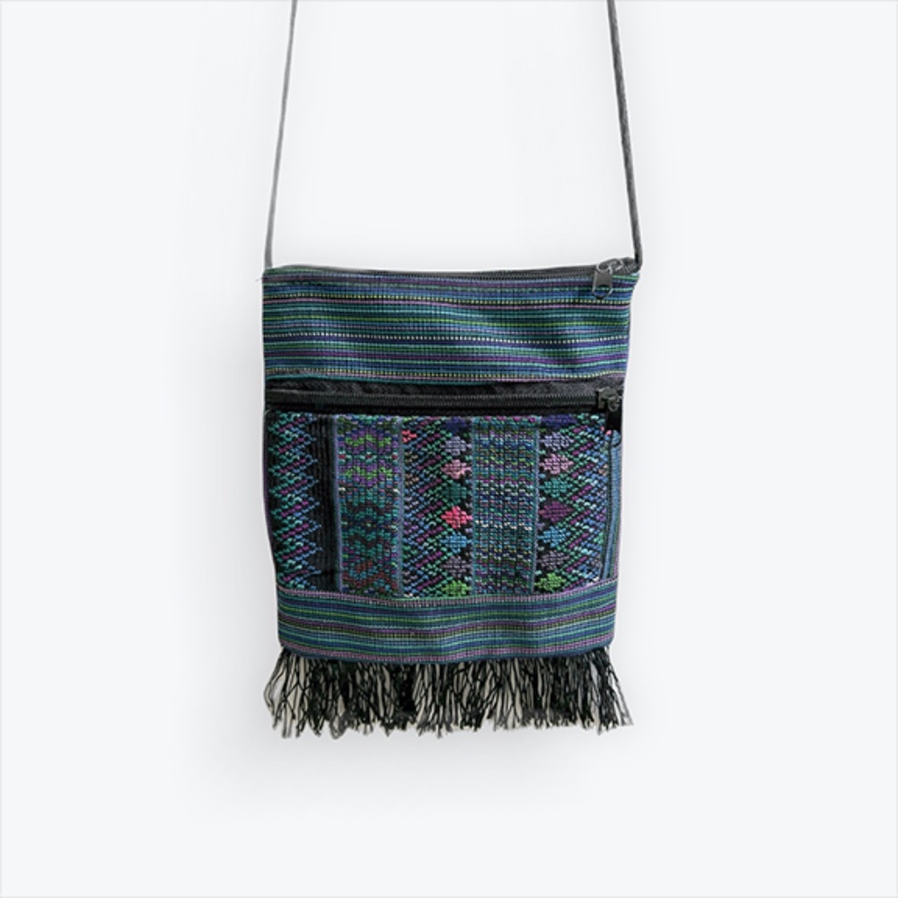 Ethnic Mini Crossbody Bag, Two Zippers, Handcrafted, Artisan
